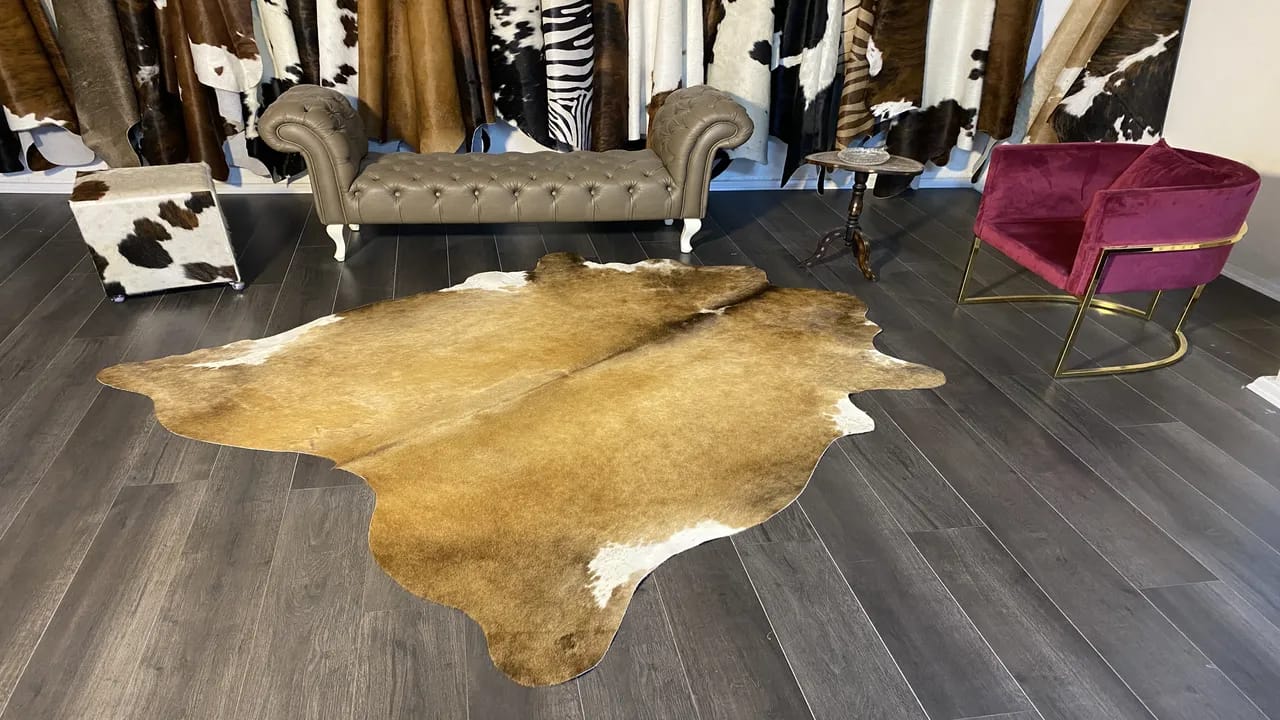 Fiesta Leather Art Hakiki Deri Dana Postu Kahve - Beyaz 190 x 225 - 1