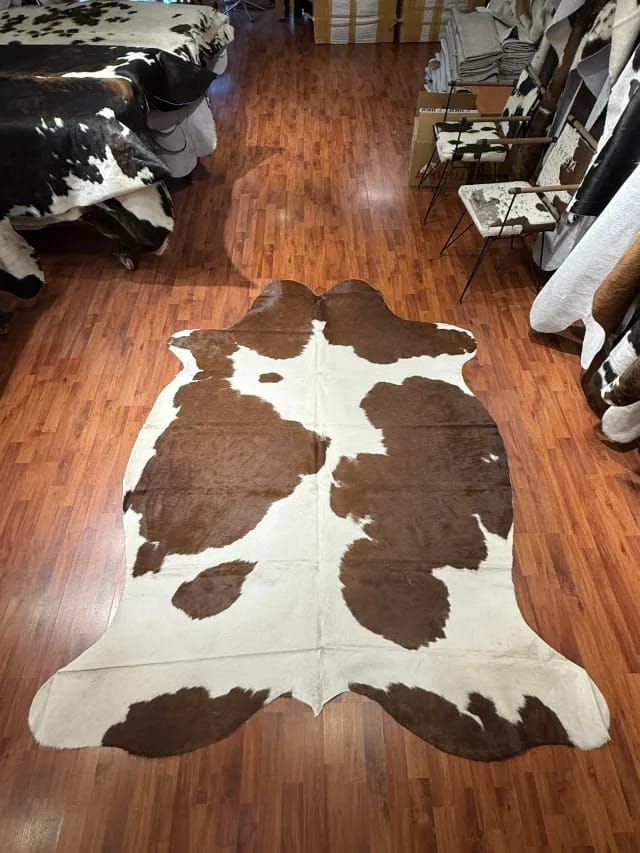 Fiesta Leather Art Hakiki Deri Dana Postu KAHVE BEYAZ 190 x 240 - 1