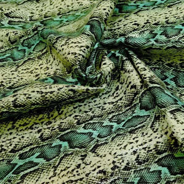 Paris Snake Renkli Yılan Baskılı Hakiki Deri Turkuaz