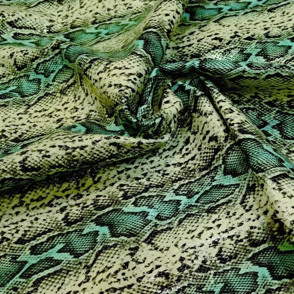 Paris Snake Renkli Yılan Baskılı Hakiki Deri Turkuaz - 1