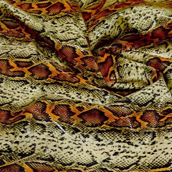 Paris Snake Renkli Yılan Baskılı Hakiki Deri Turuncu