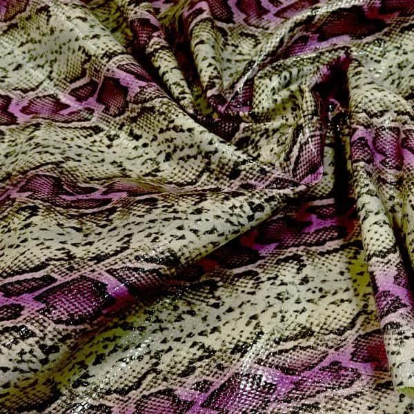 Paris Snake Renkli Yılan Baskılı Hakiki Deri Pembe