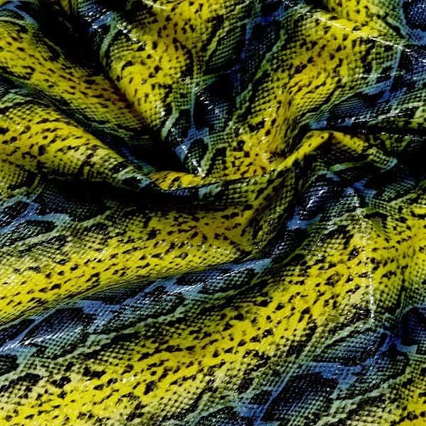 Paris Snake Renkli Yılan Baskılı Hakiki Deri Sarı