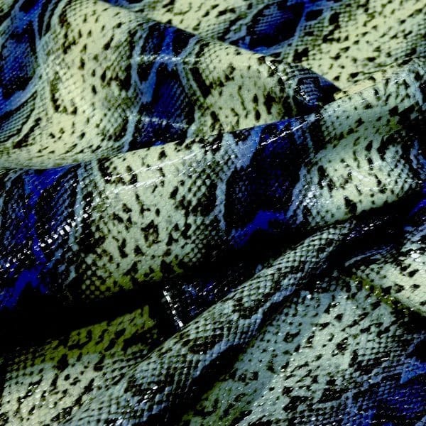 Paris Snake Renkli Yılan Baskılı Hakiki Deri Lacivert - 1