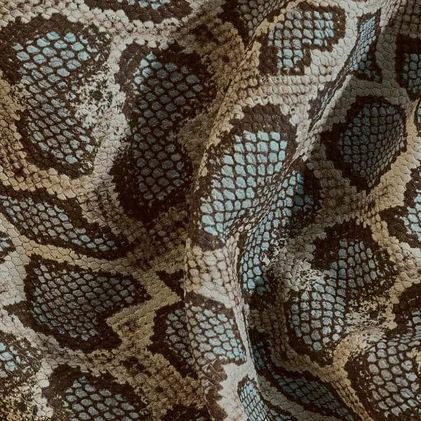 Python Classica Klasik Piton Baskılı Hakiki Deri Mavi - 1