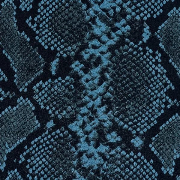 Suede Snake Yılan Baskılı Süet Hakiki Deri Mavi - 1