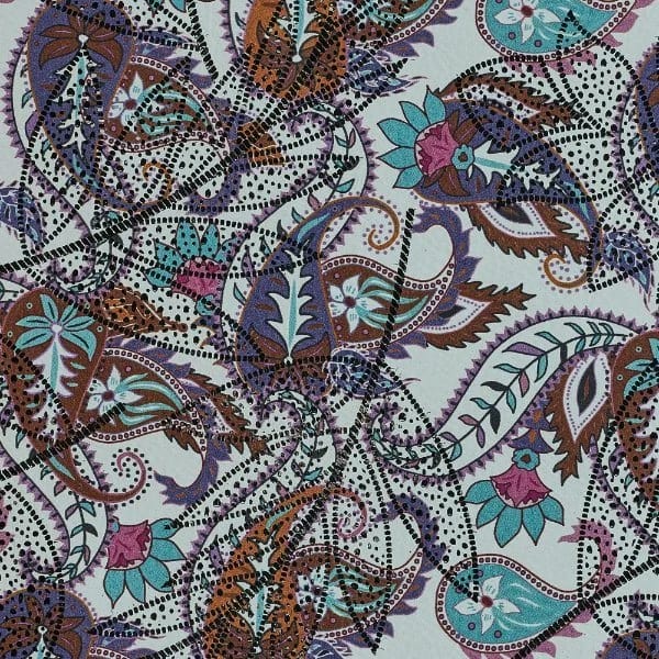 Bohemion Şal Desenli Baskılı Hakiki Deri Mor - 1