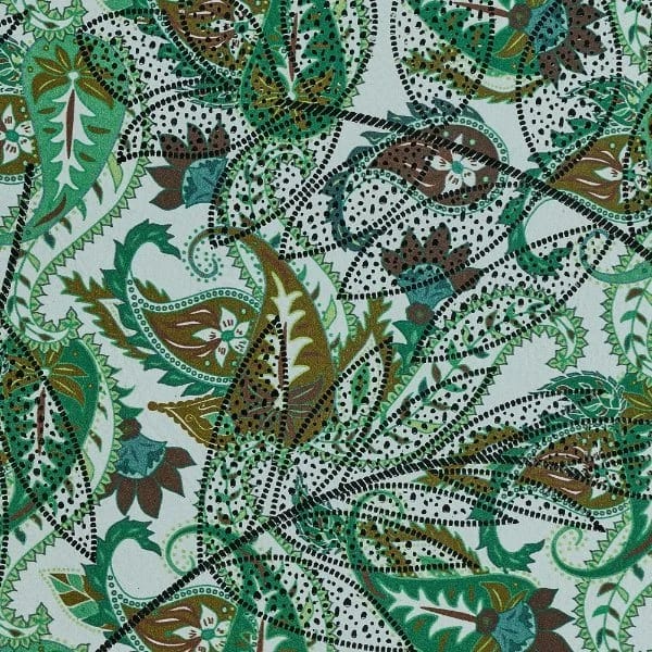 Bohemion Şal Desenli Baskılı Hakiki Deri Yeşil - 1