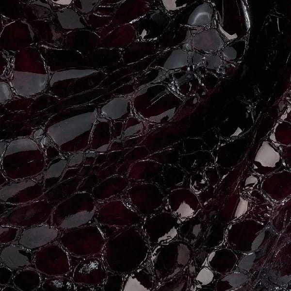 Stone Taş Desenli Rugan Hakiki Deri Koyu Bordo - 1
