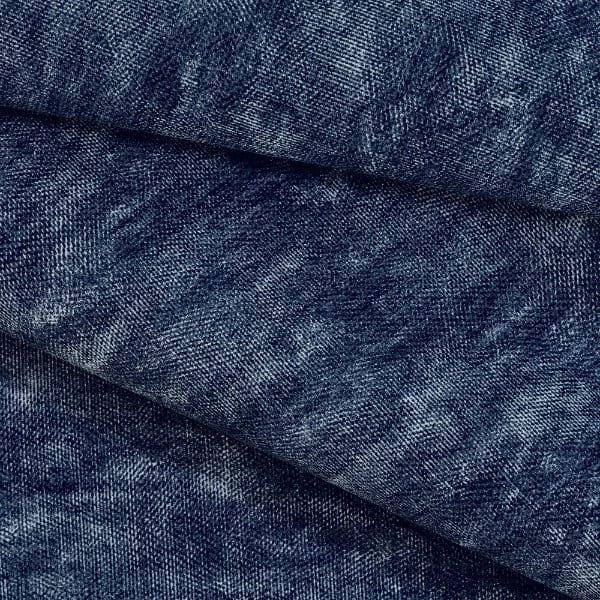 Jeans Yıkanmış Denim Efektli Hakiki Deri Mavi - 1