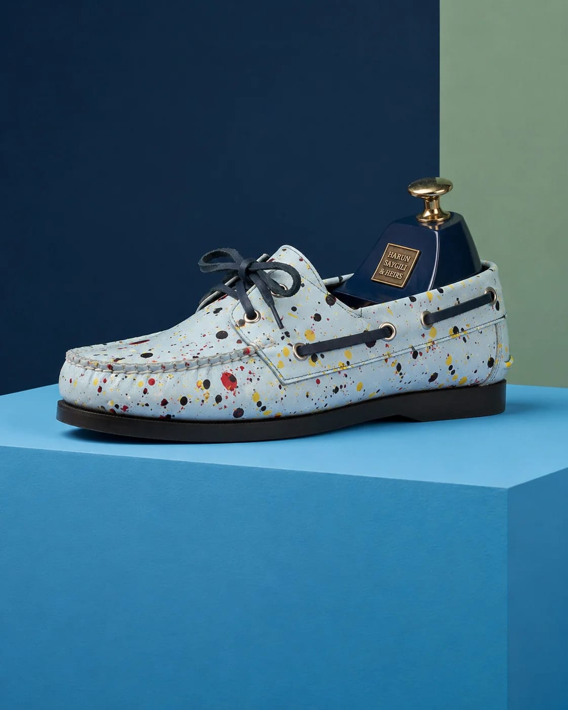 MARBLE RAINBOW HAND-PAINTED ARTISTIC LEATHER LOAFER - 1
